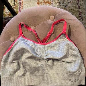 Target yoga sports bra - Heather with Neon pink trim - size XL